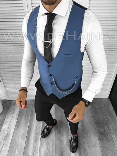 Vesta barbati eleganta slim fit bleu B8174 O6-6.2