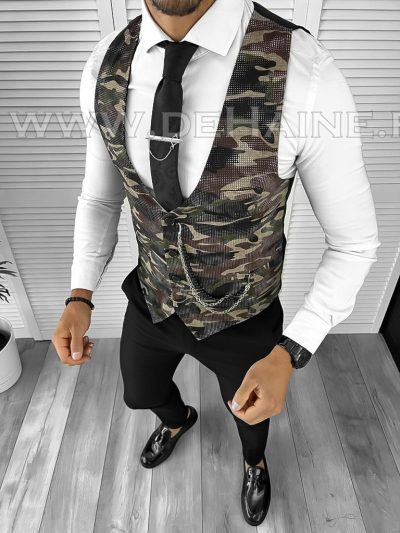 Vesta barbati eleganta slim fit camuflaj B8075 119-3