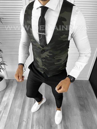 Vesta barbati eleganta slim fit camuflaj B8906 M4-1.1
