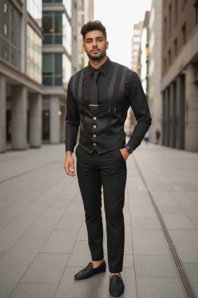 Vesta barbati eleganta slim fit  neagra   13258 D6