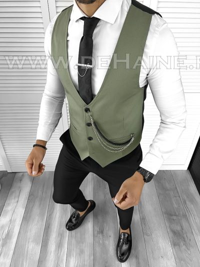 Vesta barbati eleganta slim fit verde B8097 O3-5.1