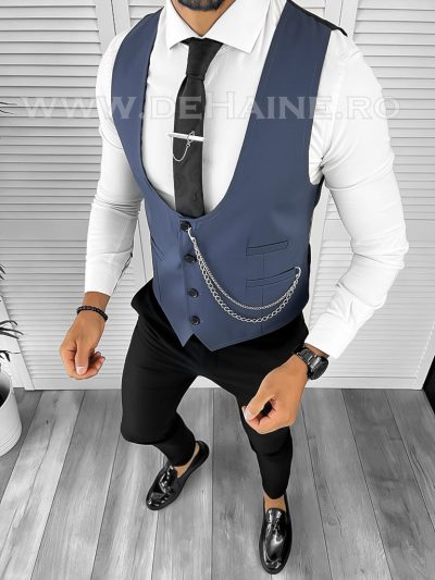 Vesta barbati slim fit albastra B8265  P19-4.2